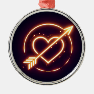 Adorno Metálico glowing image of a heart with cupid's arrow