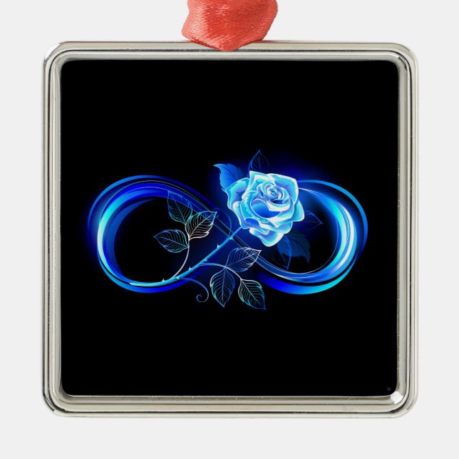 Adorno Metálico Glowing infinity with blue rose (Frente)