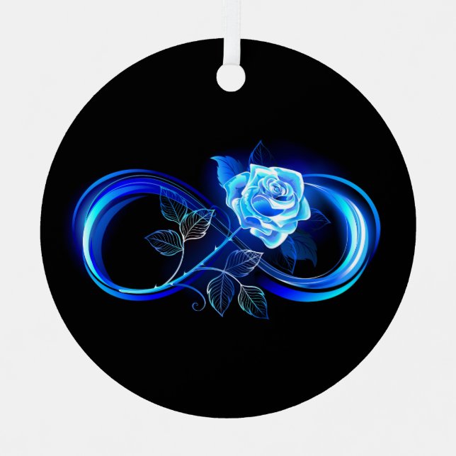 Adorno Metálico Glowing infinity with blue rose (Anverso)