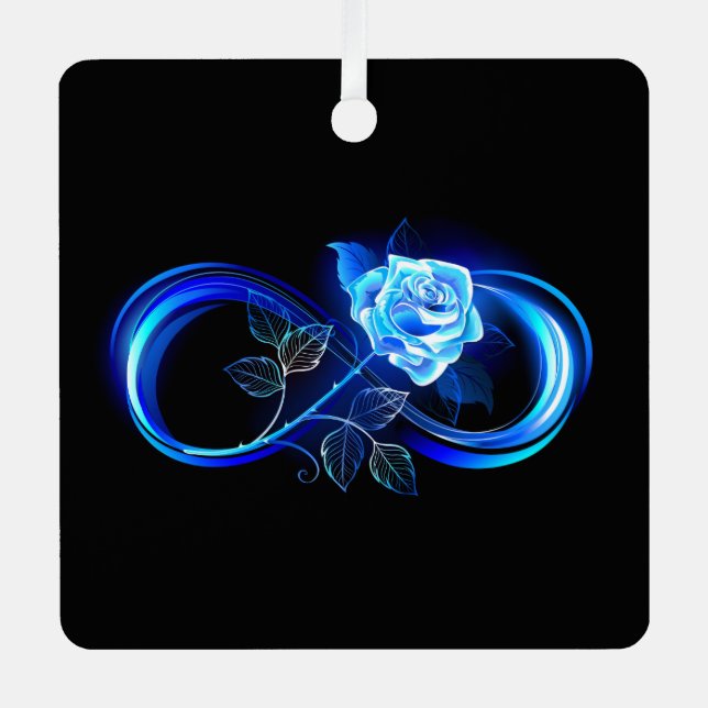 Adorno Metálico Glowing infinity with blue rose (Anverso)