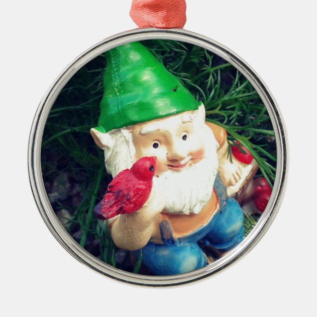 Adorno Metálico Gnome del jardín en mi Chamomile. (Frente)