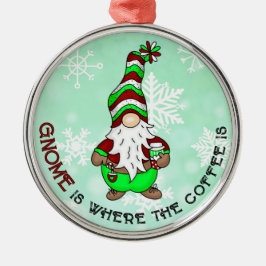 Adorno Metálico Gnome es donde está el café | Navidades de corte