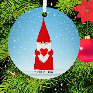 Adorno Metálico Gnomo de Navidad sosteniendo un corazón