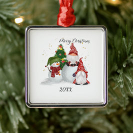 Adorno Metálico Gnomos de Navidad
