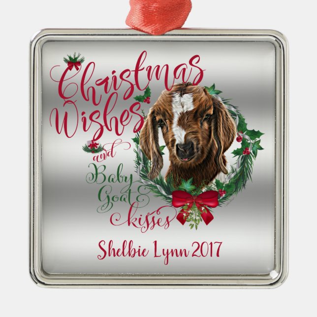 Adorno Metálico GOAT | Navidades Desean Beber Besa De Cabra (Frente)