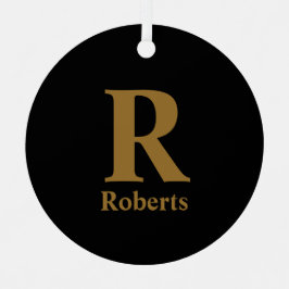 Adorno Metálico Gold Inicial/First/Family Name On Black