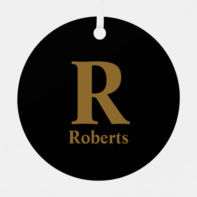 Adorno Metálico Gold Inicial/First/Family Name On Black (Anverso)