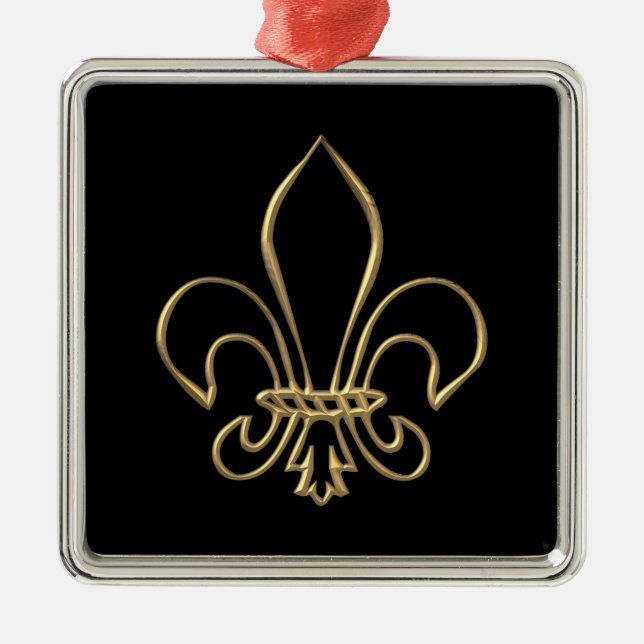 Adorno Metálico Golden "3-D" Fleur-de-lis (Frente)