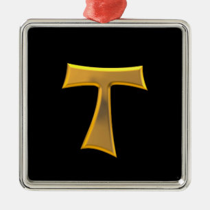 Adorno Metálico Golden 3D Look Franciscan Tau Cross