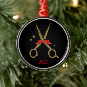 Adorno Metálico Golden glitter scissors - Hair dresser stylist