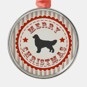 Adorno Metálico Golden retriever retro del navidad