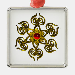 Adorno Metálico GOLDEN ROSA RUBY ,blanco