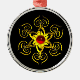 Adorno Metálico GOLDEN ROSA RUBY, negro