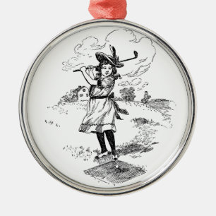 Adorno Metálico Golf Chica Golfing Vintage Art