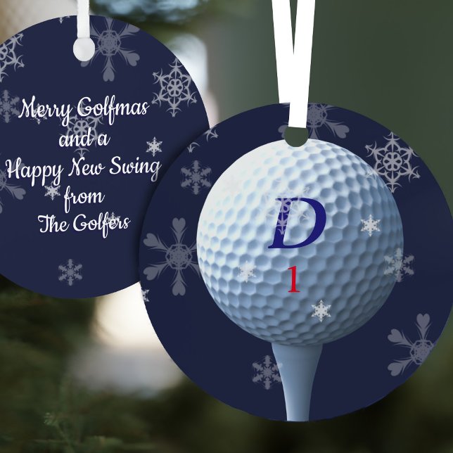 Adorno Metálico Golfer moderno Merry Golfmas Feliz Nuevo Golf Swin (Merry Golfmas and a Happy New Swing ornament makes a great gift for golfers!)