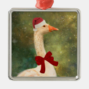 Adorno Metálico Goose In The Red Bow Navidades