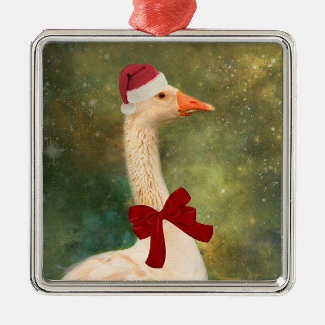 Adorno Metálico Goose In The Red Bow Navidades (Frente)