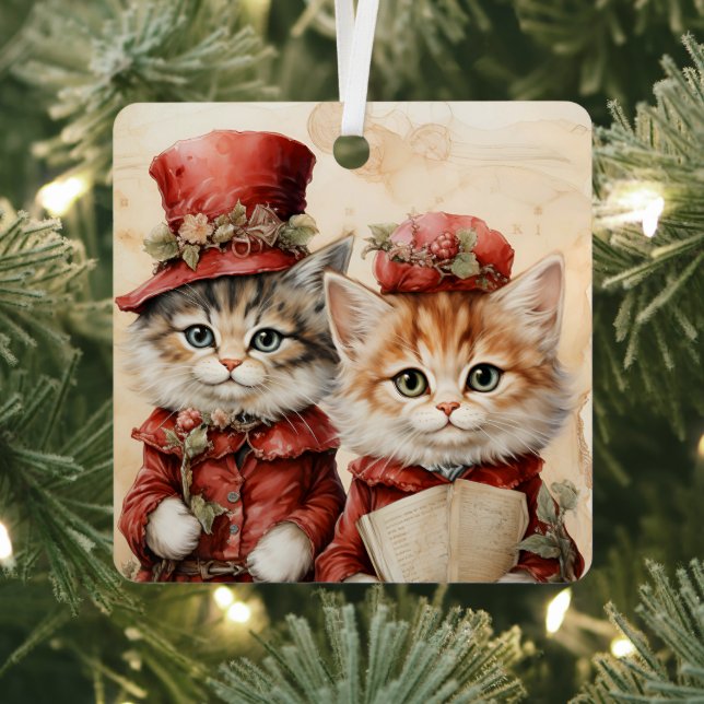 Adorno Metálico Gorgeous Orange Kitten Couple Christmas  (in situ)