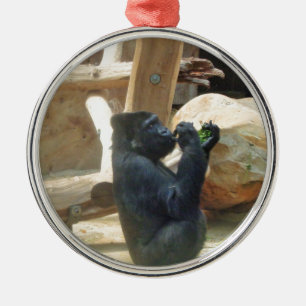 Adorno Metálico Gorila comiendo su almuerzo, Animal, Wildlife, Ape