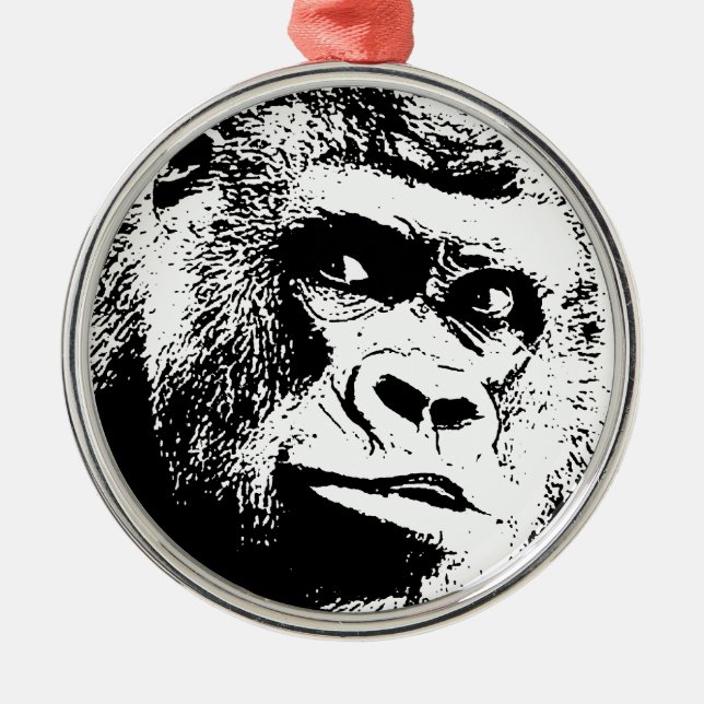 Adorno Metálico Gorilla de arte pop blanco negro (Frente)