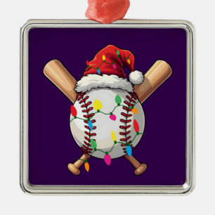 Adorno Metálico Gorra de Navidad de béisbol festivo Santa & Luces