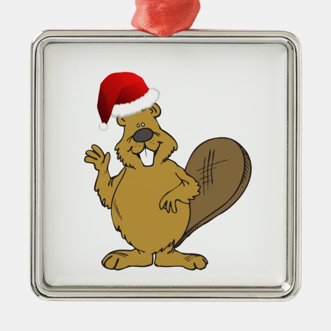 Adorno Metálico Gorra lindo de santa del castor (Frente)