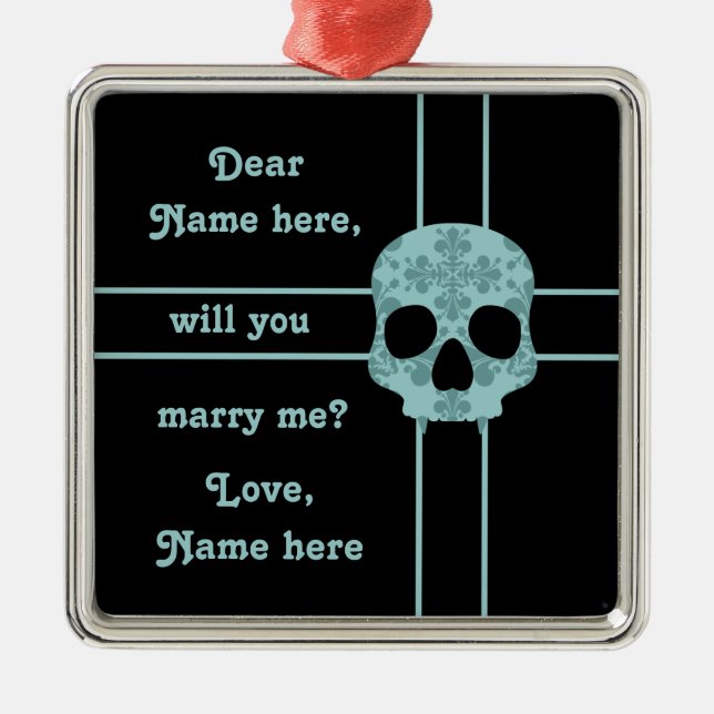 Adorno Metálico Gótico victoriano damask skull matrimonial (Frente)