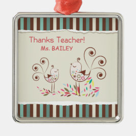 Adorno Metálico Gracias Profesor, Whimsical Bird Stripe