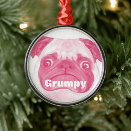 Adorno Metálico Gracioso Adorable PINK Grumpy Puggy