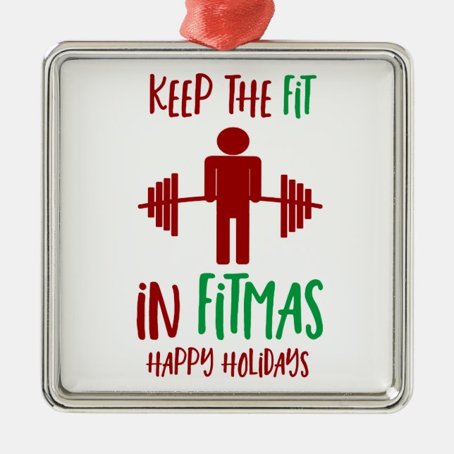 Adorno Metálico Gracioso Fitmas Merry Christmas Fitness Pun (Frente)