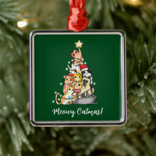 Adorno Metálico Gracioso Meowy Catmas Cats Árbol de Navidad