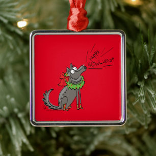Adorno Metálico Graciosos Navidades Lobo Felices Fiestas