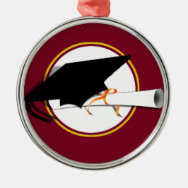 Adorno Metálico Grad Cap Tilt w/ School Colors Red And Gold