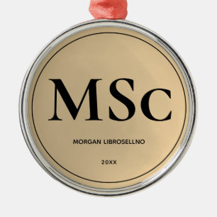 Adorno Metálico Graduación MSc de oro elegante y simple
