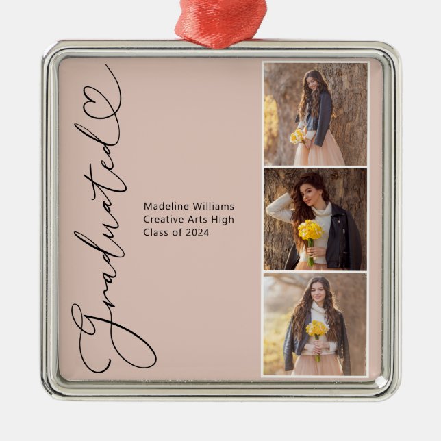 Adorno Metálico Graduado de Moderno Heart Graduate Photo (Frente)