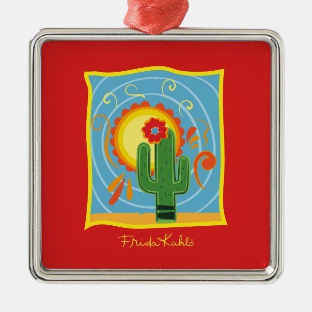 Adorno Metálico Gráfico de Frida Kahlo Cactus (Frente)