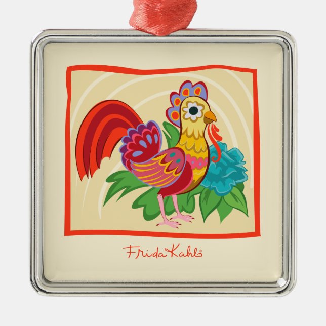Adorno Metálico Gráfico de pollo Frida Kahlo (Frente)