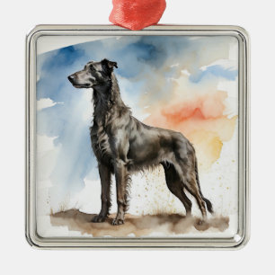ADORNO METÁLICO GRAN BONITO PERRO DEERHOUNO ESCOCÉS