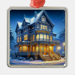 Adorno Metálico Gran Hermosa casa victoriana en Navidades