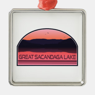 Adorno Metálico Gran Lago Sacandaga New York Red Sunrise