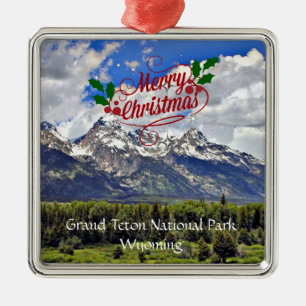 Adorno Metálico Gran Parque Nacional de Teton Saludos de Navidad