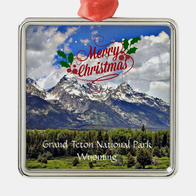 Adorno Metálico Gran Parque Nacional de Teton Saludos de Navidad (Frente)