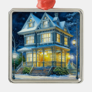 Adorno Metálico Gran y hermosa casa victoriana en Navidades
