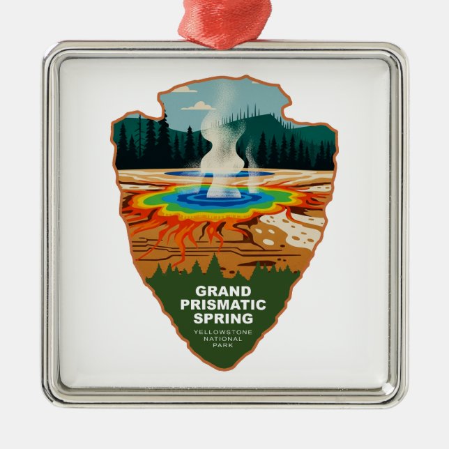 Adorno Metálico Grand Prismatic Spring Yellowstone Arrowhead (Frente)
