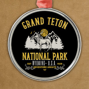 Adorno Metálico Grand Teton National Park Vintage Landscape