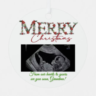 Adorno Metálico Grandma Christmas Ornament With a Baby Sonogram 