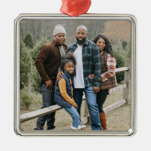 Adorno Metálico Granja de árboles de Navidad con foto familiar