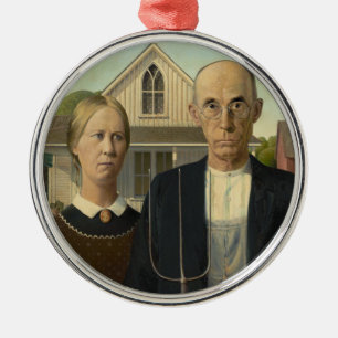 Adorno Metálico Grant Wood - American Gothic