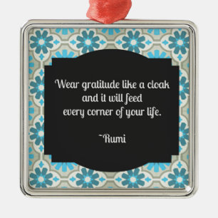 Adorno Metálico Gratitude Rumi Cita