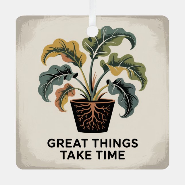 Adorno Metálico Great Things Take Time (Anverso)